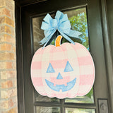 Thackery Pastel Gingham Jack-o-Lantern Door Hanger (multiple colorways)
