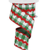 Green and White Gingham with Red Ric Rac.JPG