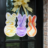 Marbled Peep Trio Door Hanger - Orange, Purple and Yellow