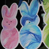 Marbled Peep Trio Door Hanger - Pink, Blue and Green