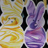 Marbled Peep Trio Door Hanger - Orange, Purple and Yellow