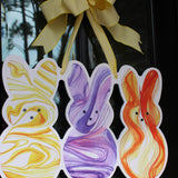 Marbled Peep Trio Door Hanger - Orange, Purple and Yellow