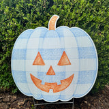 Thackery Pastel Gingham Jack-o’-Lantern Yard Stake (multiple colorways)