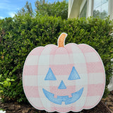 Thackery Pastel Gingham Jack-o’-Lantern Yard Stake (multiple colorways)