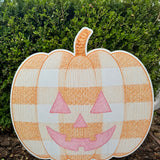 Thackery Pastel Gingham Jack-o’-Lantern Yard Stake (multiple colorways)