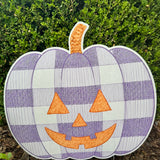 Thackery Pastel Gingham Jack-o’-Lantern Yard Stake (multiple colorways)