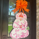 Pink Chinoiserie Pumpkin Tower Door Hanger