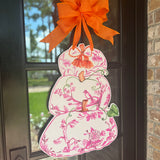 Pink Chinoiserie Pumpkin Tower Door Hanger