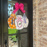 Halloween Ginger Jars Trio with Pink Bow Door Hanger
