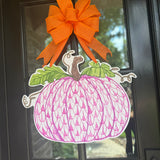 Ellie Pink Herend Pumpkin Door Hanger