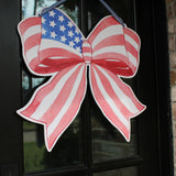 Red, White, and Bow Patriotic Door Hanger