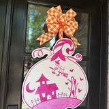 Bellatrix Pink Halloween Pumpkin Door Hanger