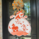 Sabrina Orange Halloween Pumpkin Door Hanger