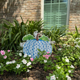 Blue Herend Pumpkin Large Yard Stake