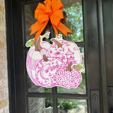 Four Pink Pumpkins Door Hanger