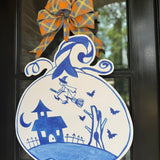 Willow Blue Halloween Pumpkin Door Hanger