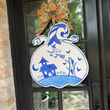 Willow Blue Halloween Pumpkin Door Hanger