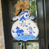 Willow Blue Halloween Pumpkin Door Hanger