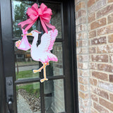 Pink Stork Door Hanger