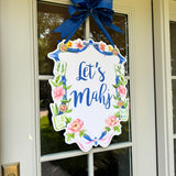 Let’s Mahj! Floral Mahjong Door Hanger