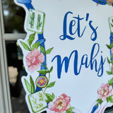 Let’s Mahj! Floral Mahjong Door Hanger