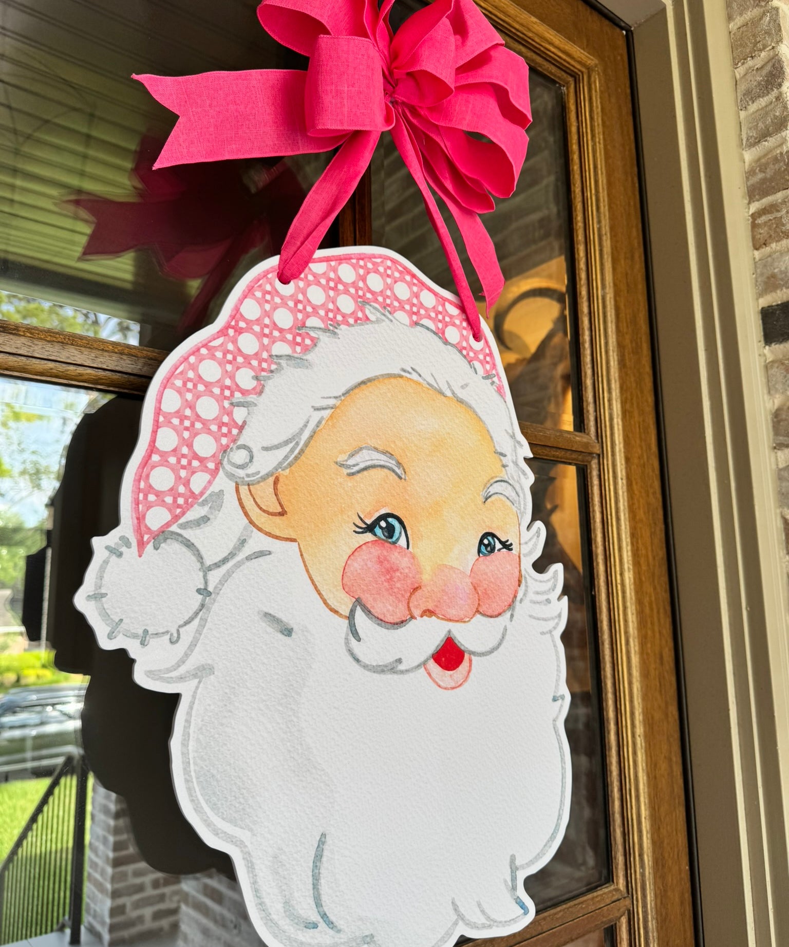 Jolly Rattan Cane Santa Door Hanger