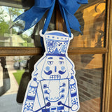 Beau the Blue & White Nutcracker Door Hanger