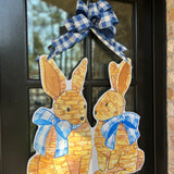 Flopsy & Mopsy Rattan Bunnies Door Hanger