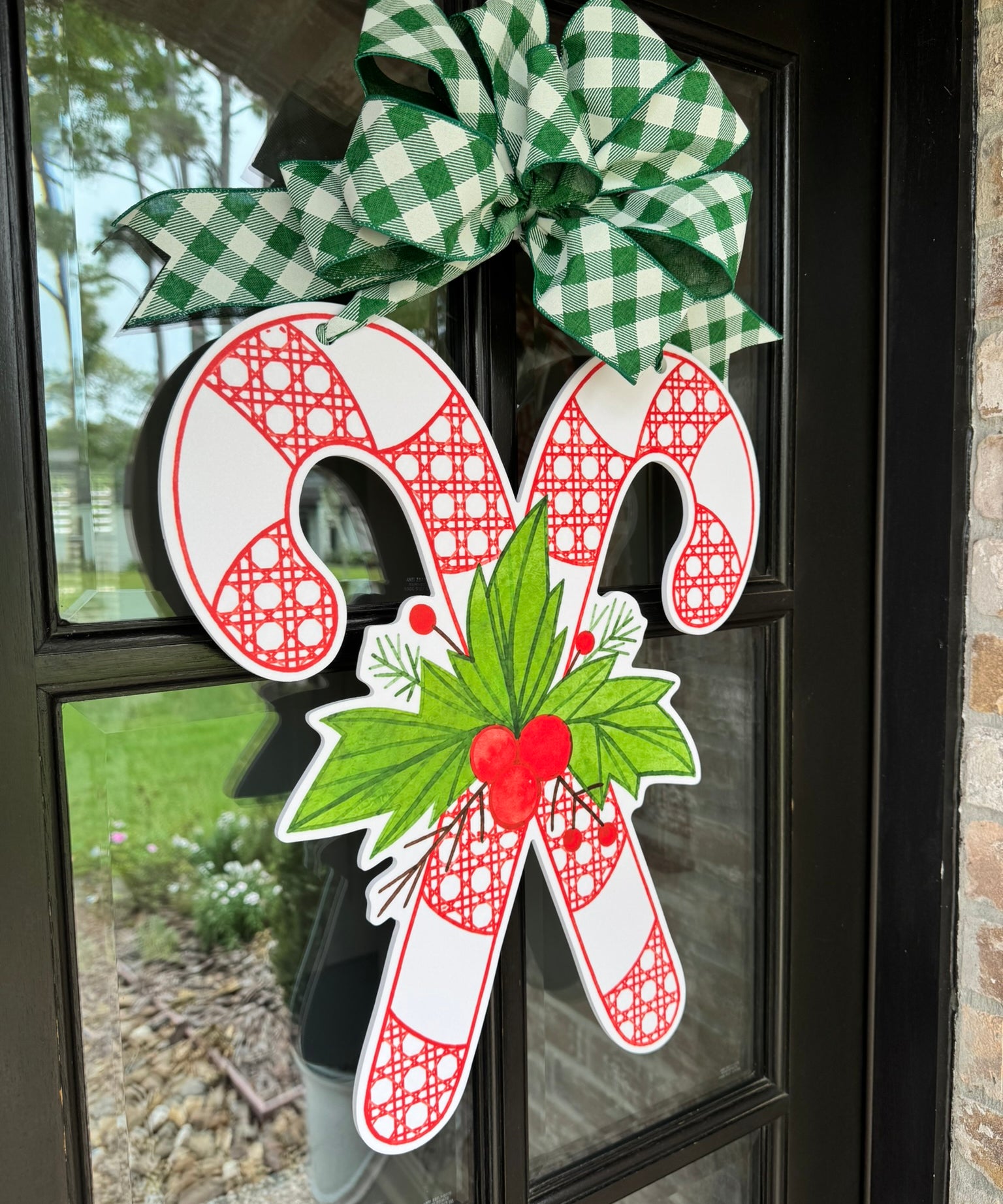 Clarice Rattan Cane Candy Cane Door Hanger