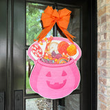 Jack-O-Lantern Pink Door Hanger