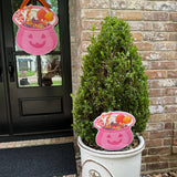 Pink Jack-O-Lantern Pot Stake