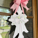 Pink Baptism Cross Door Hanger x Honeybear Pages