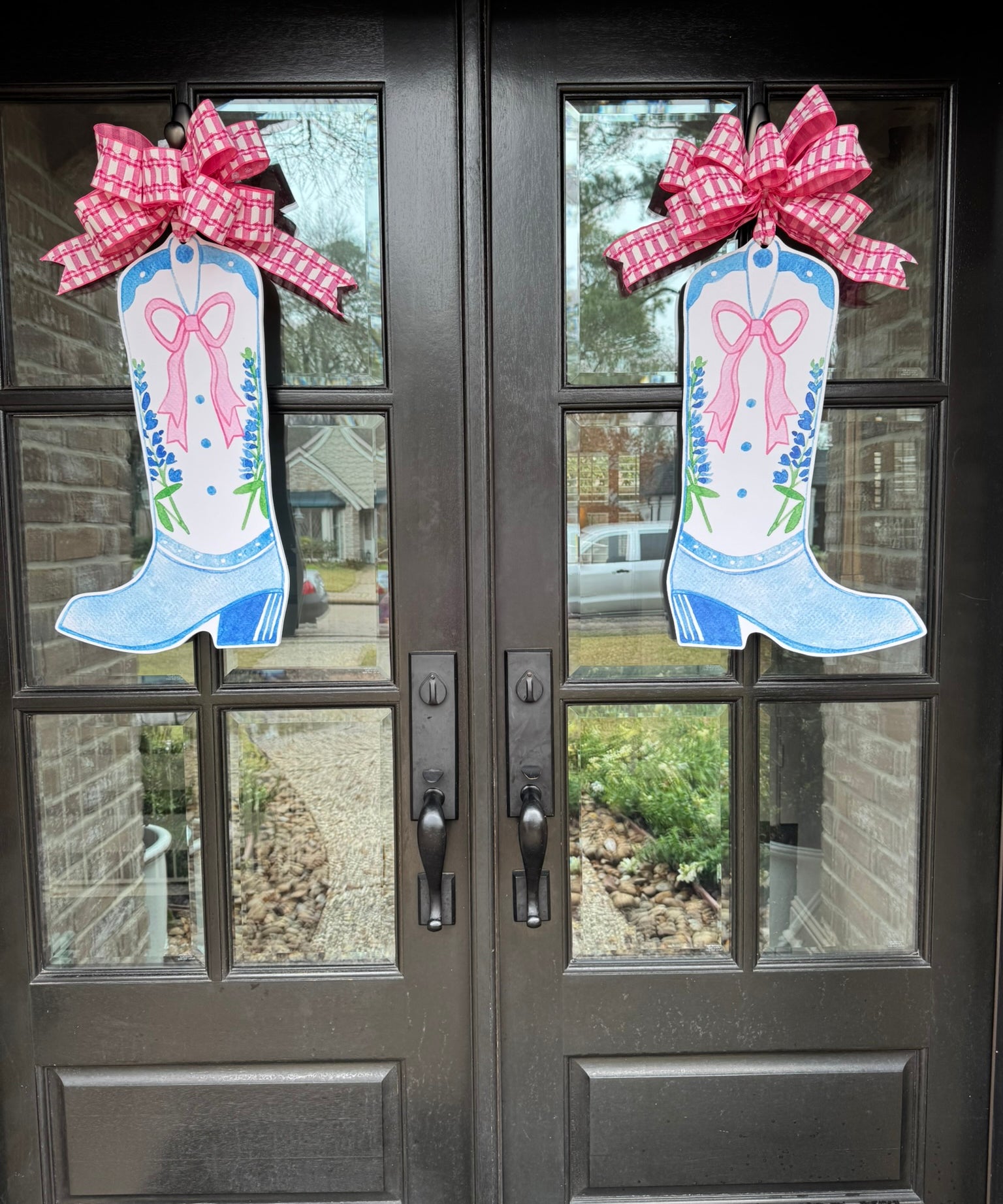 Bluebonnets and Bows Boot Door Hanger