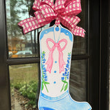 Bluebonnets and Bows Boot Door Hanger