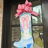 Bluebonnets and Bows Boot Door Hanger