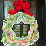 Wreath with Antlers Door Hanger