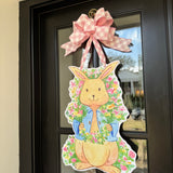 Hoppy Easter Bunny with Florals Door Hanger