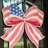 Red, White, and Bow Patriotic Door Hanger