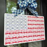 Stars, Stripes and Bows Patriotic Flag Door Hanger