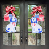 George and Abraham Patriotic Dogs Double Door Hangers (Pair)