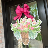 Ella Wildflowers in Wicker Planter Door Hanger