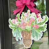 Ella Wildflowers in Wicker Planter Door Hanger
