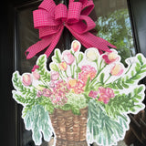 Ella Wildflowers in Wicker Planter Door Hanger