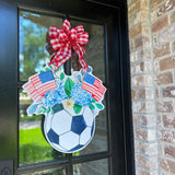 "I Believe" Soccer and USA Flags Door Hanger