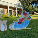 Santa Chinoiserie Sleigh and Reindeer Yard Stake Set