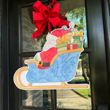 Santa in Chinoiserie Sleigh Door Hanger