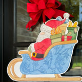 Santa in Chinoiserie Sleigh Door Hanger