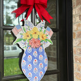 Glory Blue Block Print Patriotic Vase Door Hanger