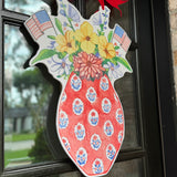 Liberty Red Block Print Patriotic Vase Door Hanger