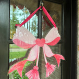 Pink Bow Heart with Tassels Door Hanger - Acrylic